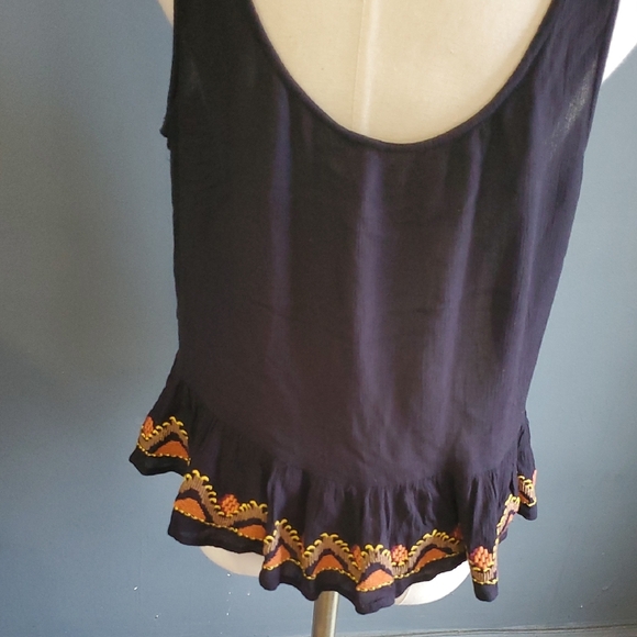Free People Purple Embellished Tank Top with Tie Front - Picture 7 of 16
